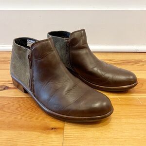 Naot Helm Boots Womens 37 US 6 Brown Green Leather Suede Ankle Booties Zip Up